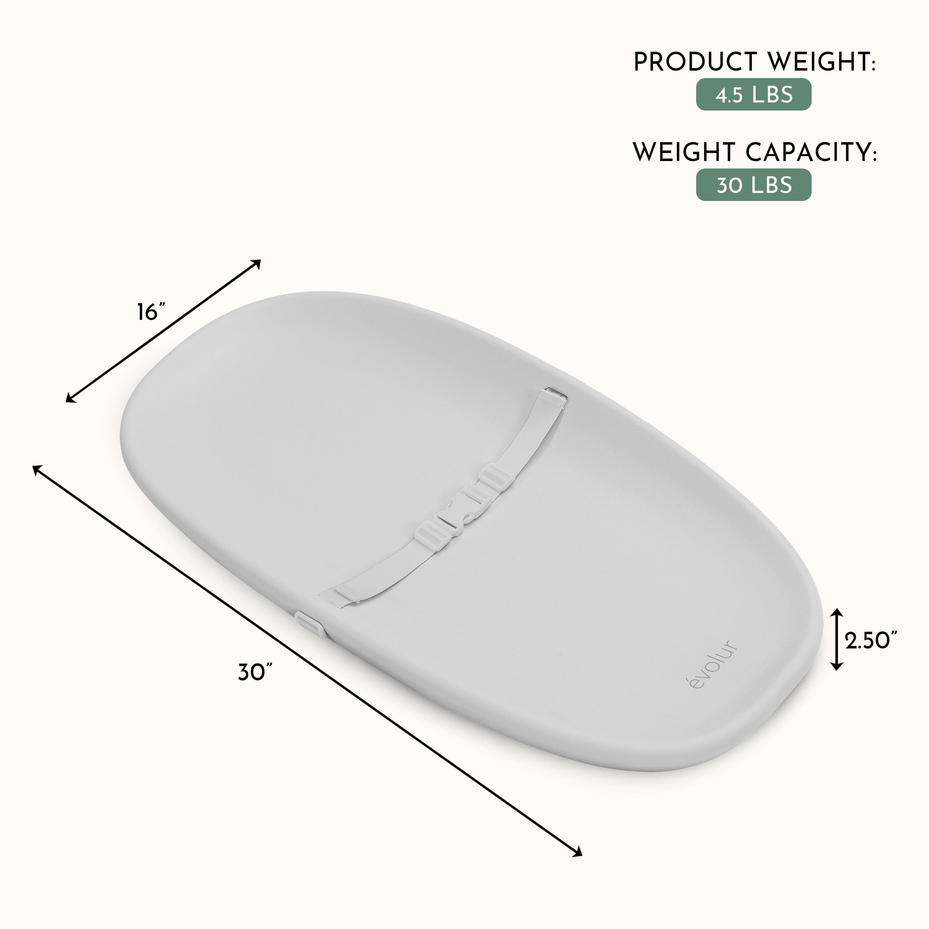 Evolur Eva Changing Pad, Light Gray