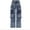 Blue372, variant on MEZZALL Girls Casual High Waisted Cargo Pants With Pockets And Loose Fit Denim Jeans Lovely Toddler Baby Wear 8-9Y