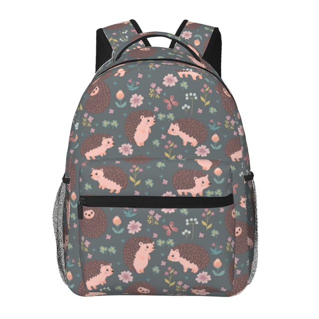 Easygdp Hedgehogs and Flowers1 Mochila Ergonómica Versátil para Laptop - Múltiples Bolsillos, Correas Ajustables, Unisex para Escuela, Viajes y Actividades al Aire Libre-One Size