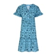 thumbnail image 4 of SMihono Robes Bohèmes d'Été pour Femmes Grande Taille Mode d'Été Robe Longue Ample Manches Courtes Col Rond Asymétrique Évasée à Étages Robe Longue de Plage, 4 of 6