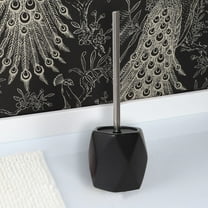 Bath Toilet Bowl Brush and Holder Diamond Stoneware Black