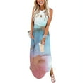 thumbnail image 2 of Werulen Dresses for Women 2023, Tie Dye Women Dresses Casual Criss Cross Halter Neck Sleeveless Flowy Maxi Long Beach Sun Dress, 2 of 6