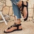 thumbnail image 5 of Rokment Womens Bohemian Flip Flops Dress Flat Thong Sandals Ethnic Beach Summer Flower Comfortable Low Heel Slingback Walking Shoes for Vacation Black Size 6, 5 of 7