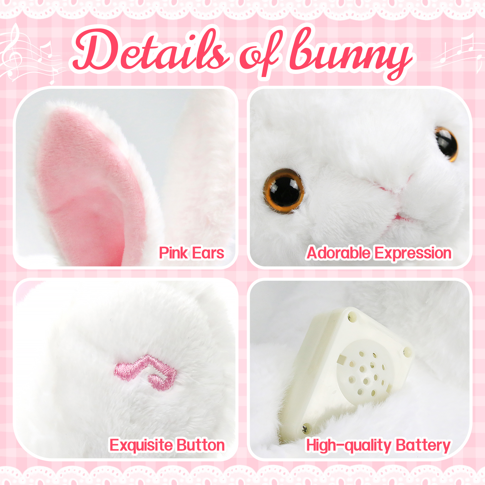 SpecialYouGlowing Music Party Plush Rabbit Toy, LED Night Light Singing Soothing Music Plush Rabbit Toy, Suitable for Toddlers and Children's Christmas Birthday Gifts