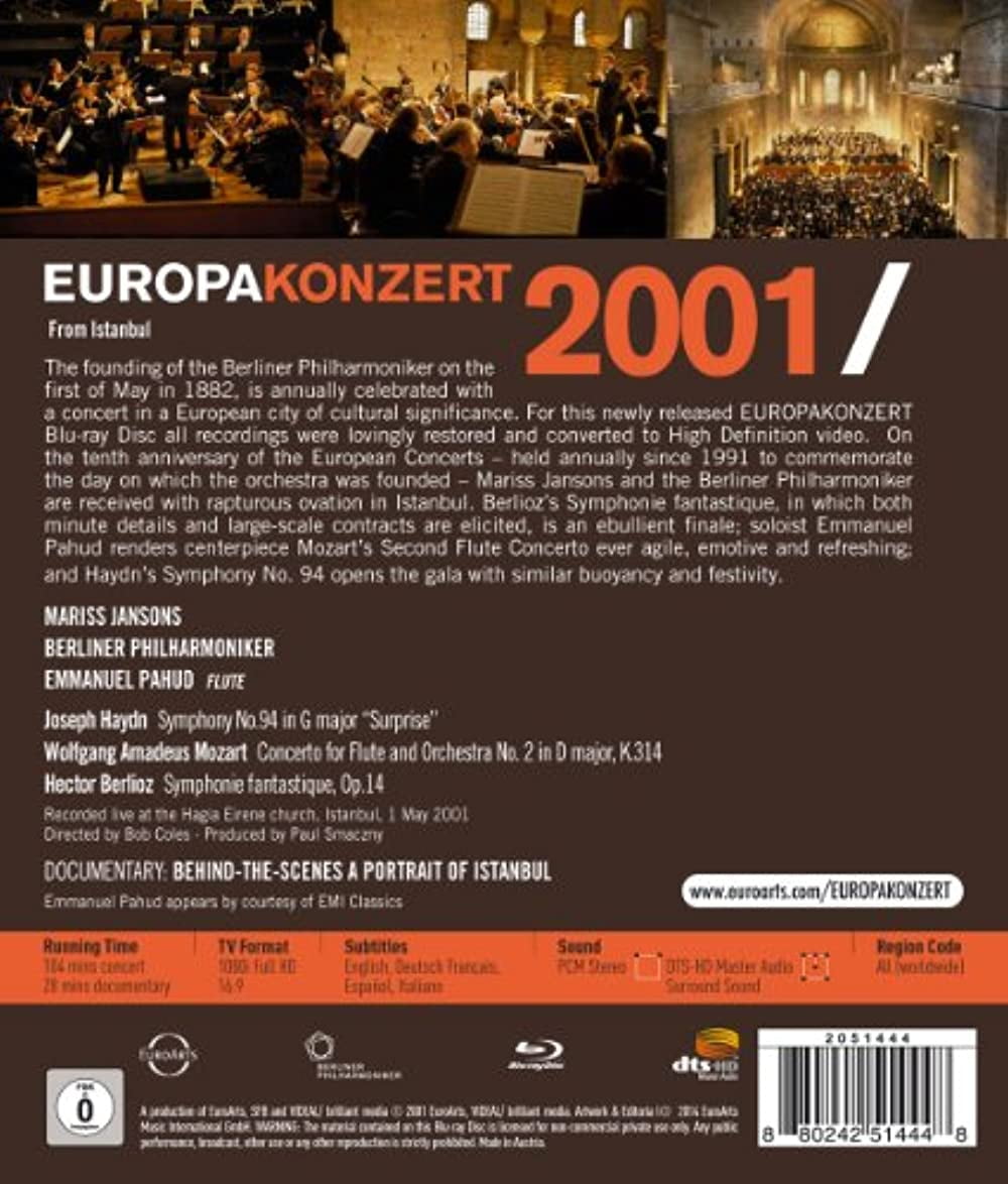 Europakonzert 2001 from Istanbul (Blu-ray), Euroarts