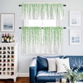 thumbnail image 2 of Sage Green Polka Dot Kitchen Curtains Valances and Tiers Set of 3 Watercolor Teal Blue Abstract Leaf Tier Curtains and Valance with Rod Pocket for Small Windows, 27.5"x24", 2 of 9