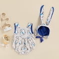 thumbnail image 5 of Douhoow Infant Baby Girl's Two-Piece Set Easter Rabbit Print Sleeveless Backless Romper Tie-Up Hat, 5 of 9
