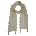 thumbnail image 5 of Beige Multi Pattern Lace Scarf With Tassel Fringe, 5 of 6