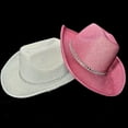 thumbnail image 4 of cowboy hat,Glitter Western cowboy hats for women Cowgirl Hat,Wide Brim Costume Bling Sun Hat for Men Beach,Funny Hat Flashing fancy dress Party supplies,bride adult nightclub carnival hat Macarena none, 4 of 8