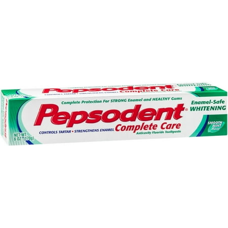 Pepsodent Complete Care Anti-Cavity Fluoride Toothpaste, Whitening with Baking Soda 6 oz (Pack of