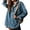 Navy blue, variant on Long Sleeve V-Neck Women Denim Jacket Tops