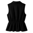 thumbnail image 6 of Lcziwo Women's Cotton Linen Tank Tops Sleeveless Button Down Peplum Shirts Peter Pan Collar Flared Hem Cute Blouses Black,S, 6 of 9