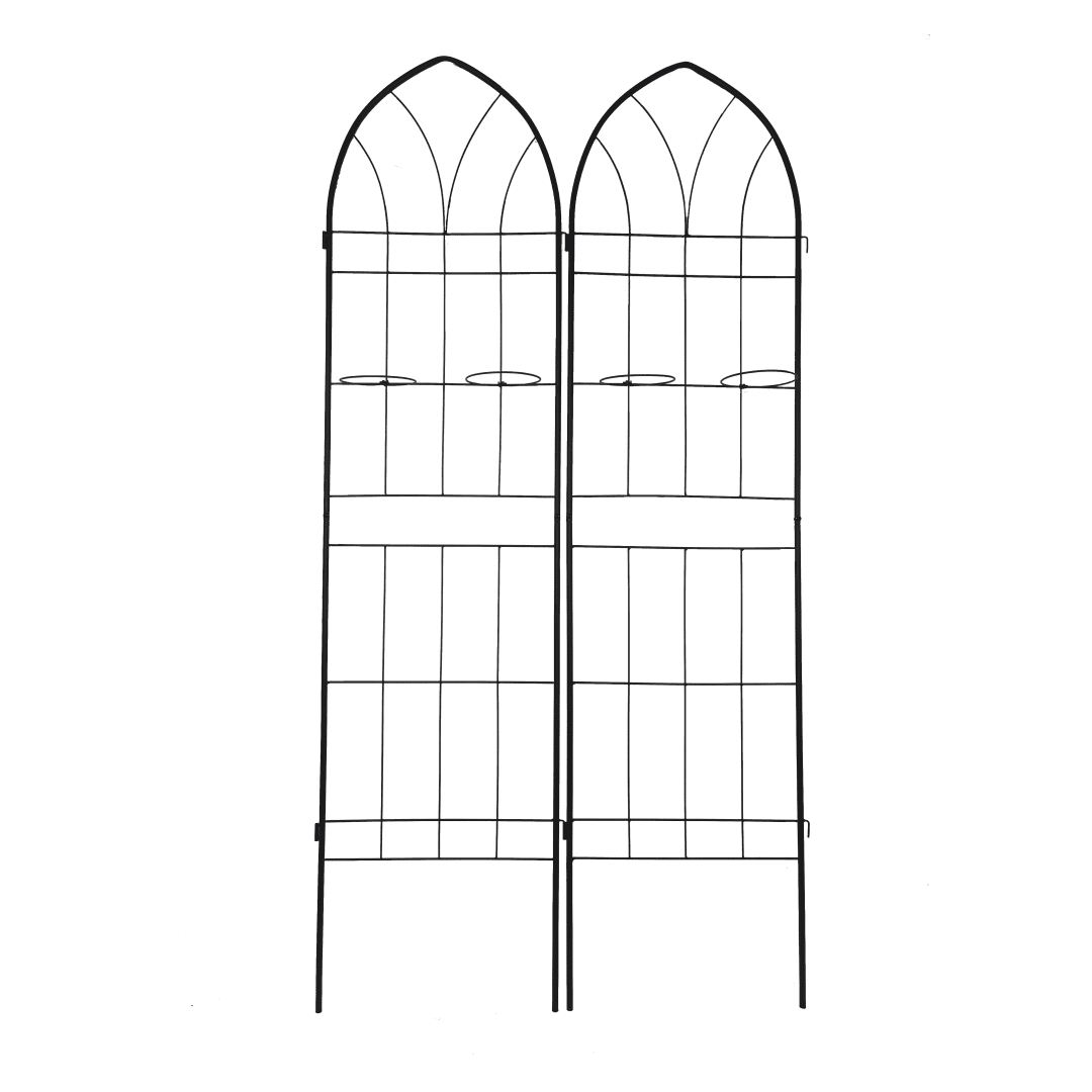 Tcbosik 2 Pack Metal Garden Trellises for Climbing Plants, 78.7"H Outdoor Rustproof Fence Plant Support for Flower and Vegetable, Black