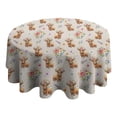 thumbnail image 4 of Beige Highland Cow Flower Pattern Round Tablecloth 60"x60",Wrinkle Wipeable Table Cloth for Kitchen Dining Room Picnic Patio Party, 4 of 6