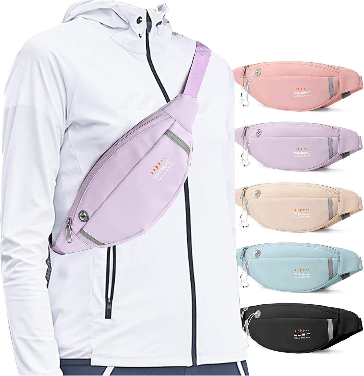 Frienda Holographic Fanny Pack For Women - 2 Pack Rainbow & Purple, Adjustable Waist Bag, Water-Resistant PU - View #4