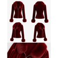 thumbnail image 5 of Iyufng Fitted Velvet Zip Up Jackets for Women Long Sleeve with Faux Fur Collar and Cuffs Slim Cropped Outerwear, 5 of 7