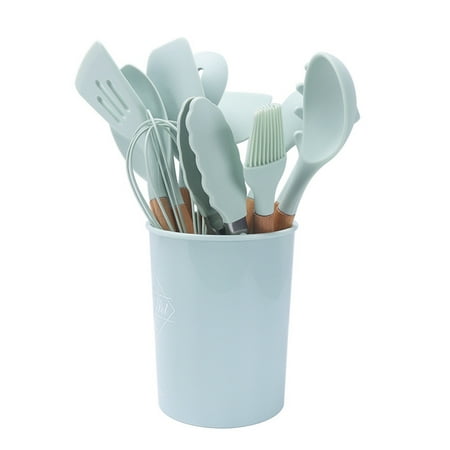 

Hhdxre 11pcs Silicone Kitchenware Non-stick Pan Kitchen Tools Set Cooking Utensils Set With Storage Bucket For Kitchen(Light Green)