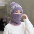 thumbnail image 5 of Gorro de punto con forro polar para mujer, gorro de invierno a prueba de viento, bufanda cálida, gorro de una pieza con orejeras, gorro de punto JFHHH pequeña, 5 of 5