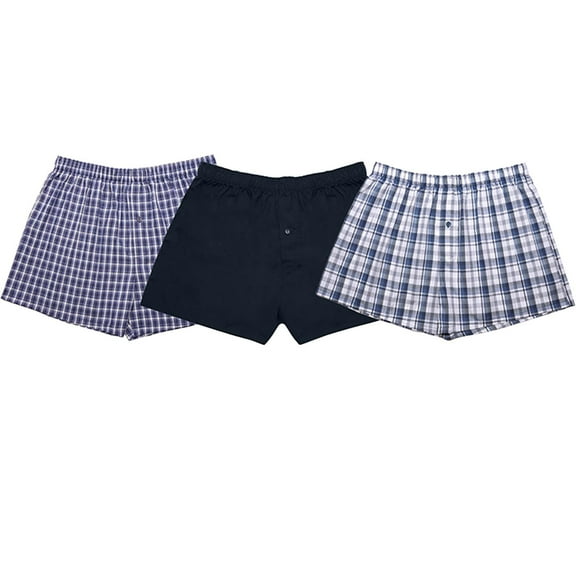 Mens Check Woven Boxer Shorts Underwear Pack Of 3 Knickers - Mens Boxer AZ1436 Assorted B XL
