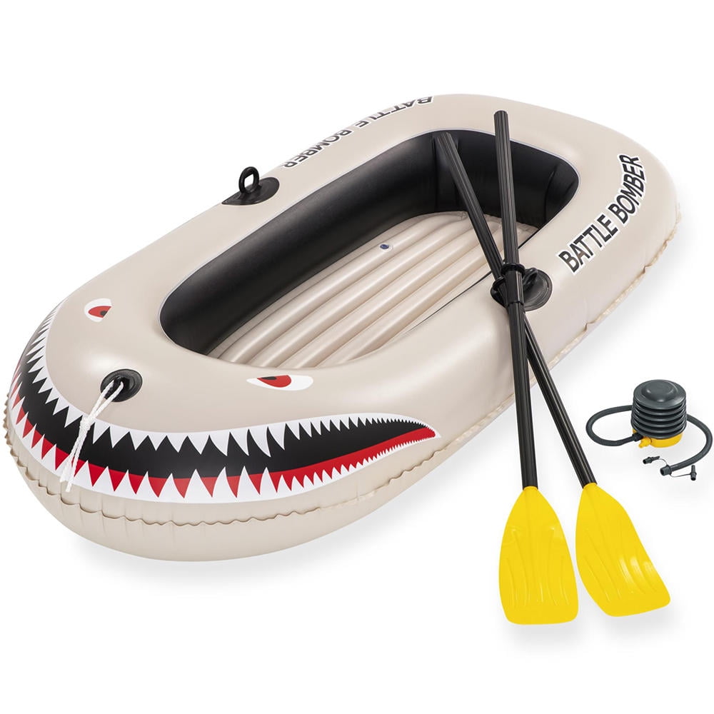 2Person Inflatable Boat Set Inflatable Raft PVC Float Fishing Boat with 49" Aluminum Oars and