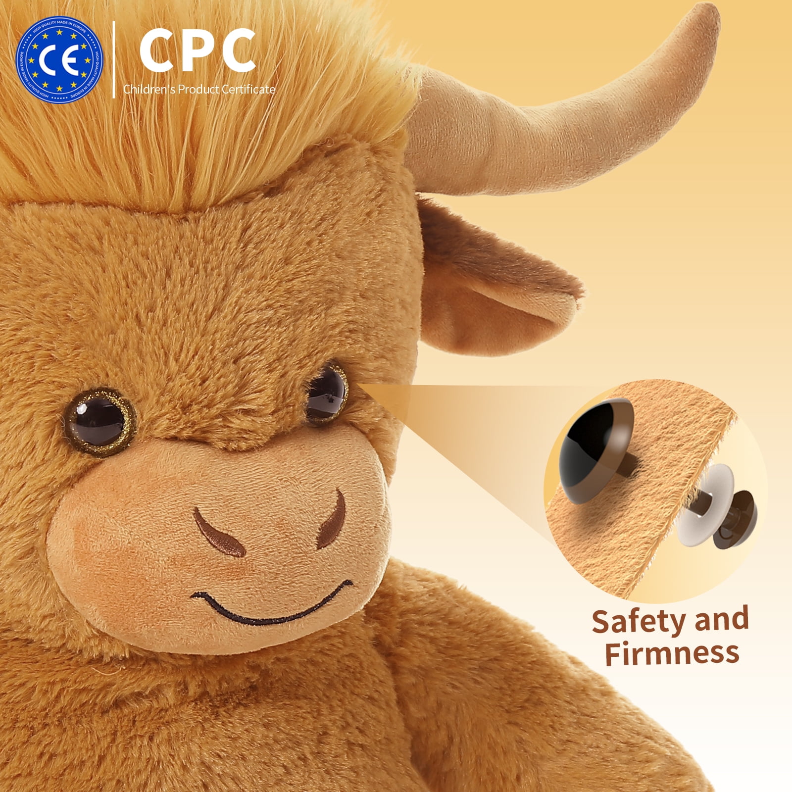 MorisMos 18'' Highland Cattle Stuffed Animal Soft Stuffed Highland Cow Plush Mommy and 3 Babies