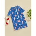thumbnail image 3 of JYYYBF Toddler Boys Rash Guard Swimwear Cartoon Marine Organisms Print Short Sleeve Swimsuits Front Zipper Bathing Suits, 3 of 7