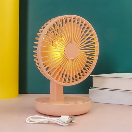 

Fjofpr Desk Fan With LED Night Light 2 In 1 Design Portable Fan For Desktop USB Rechargeable Auto Rotation Table Fan 2 Speeds Small Air Circulator Fan For Tent Campin