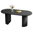 thumbnail image 3 of Oval Dining Table for 6 with Semi-circular legs, Modern Large Kitchen Dining Room Table with Wooden Strip Base for Rustic Farmhouse, Meeting Room Reception Room,Tightly(Black), 3 of 13