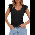 thumbnail image 1 of Camisetas de Verano para Mujer, Ajustadas, Sin Mangas, con Cuello en V y Volantes, Color Negro, Talla M, 1 of 7