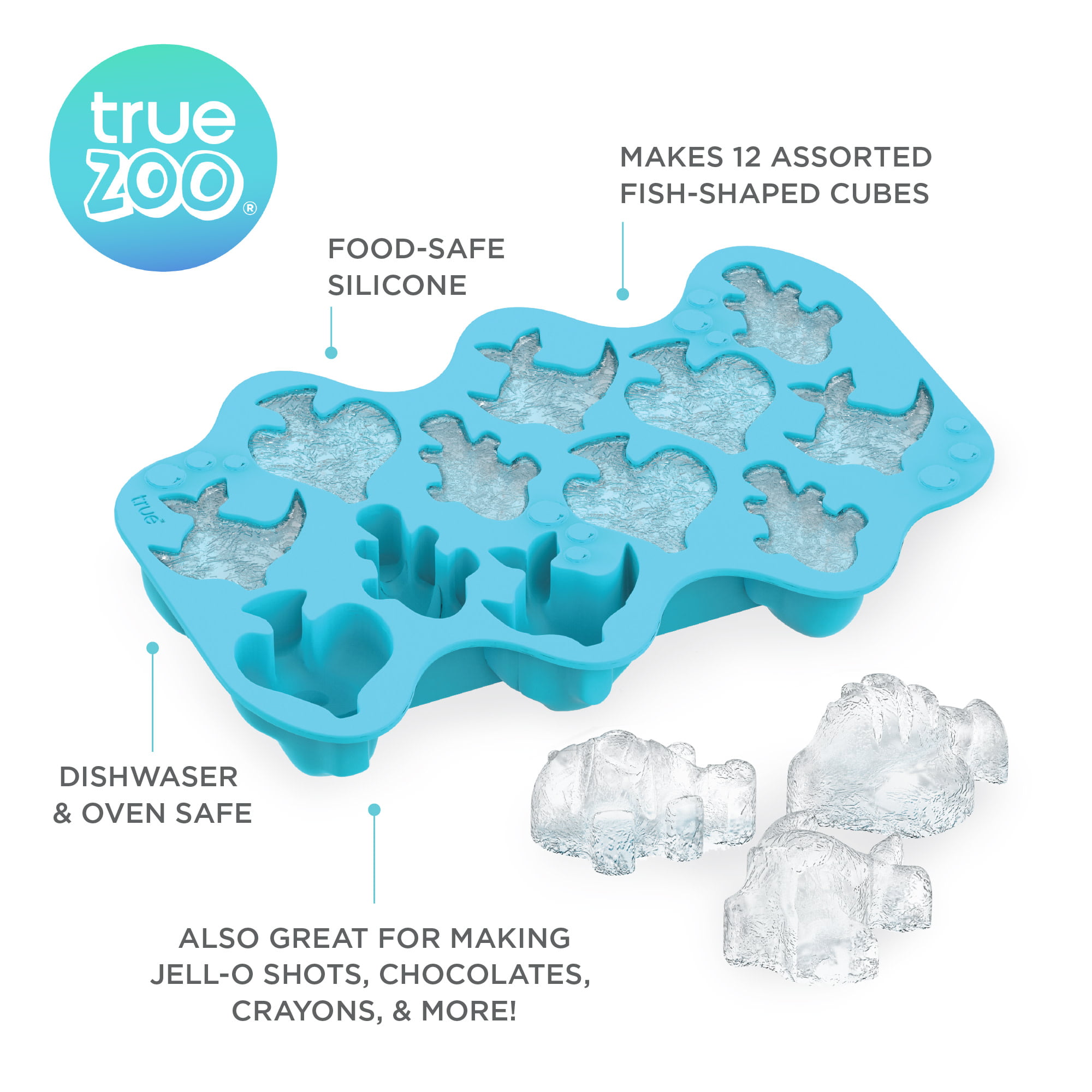 True Zoo U Ice of A, BPA-Free Silicone Ice Cube Tray, USA Novelty Ice Mold,  Blue