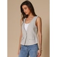 thumbnail image 3 of DARING DIVA Women's Casual Linen Vest Loose Lightweight Waistcoat XS Beige, 3 of 6