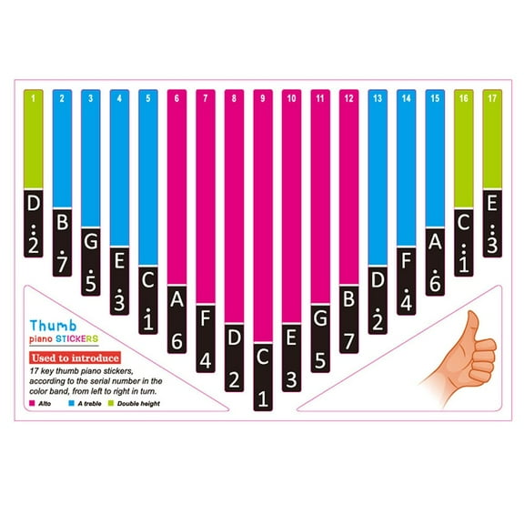 17 Keys Kalimba Scale Thumb Piano Note Sticker Learner Tools For Beginner Gifts