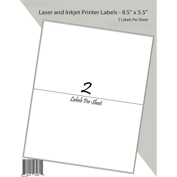 200 Half Sheet Address Mailing Labels Self Adhesive Shipping Label 8.5 x 5.5, 100 sheets