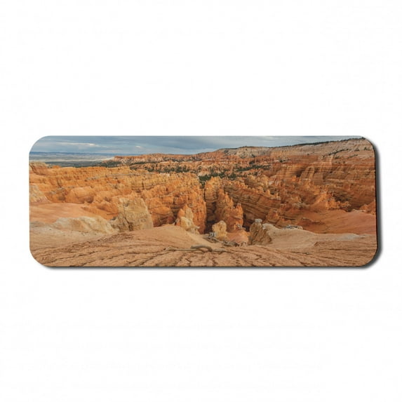 Landscape Computer Mouse Pad, Panoramic Photo of Bryce Canyon Formations, Rectangle Non-Slip Rubber Mousepad Large, 31" x 12" Gaming Size, Cinnamon Blue Grey, by Ambesonne