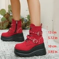 thumbnail image 2 of Red Ladies Round Toe Lace Up Boots Wedge Heel For Casual Winter Activities, 2 of 9