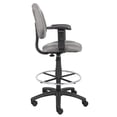 thumbnail image 4 of Boss Office Contoured Comfort Rolling Fabric Drafting Stool with Arms in Gray, 4 of 8