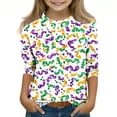thumbnail image 2 of Blusas y camisas de manga larga con cuello redondo para niños Estampado de carnaval Camisa y top de manga 3/4 / cuello redondo tres cuartos para niños Top de poliéster para niños, 2 of 5