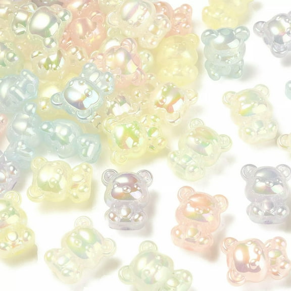 U8MO 60x Acrylic Animal Bear Beads for Jewelry Making Bracelets Necklace Hair Onament