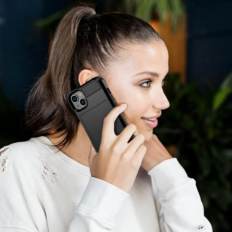 GFRGTFHYT For IPhone 16 Plus Wallet Case With Card Holder Hybrid Dual Layer Slide Hidden Pocket IDs Credit Cards Heavy Duty Shockproof Protective Phone Case For IPhone 16 Plus 6.7" 2024