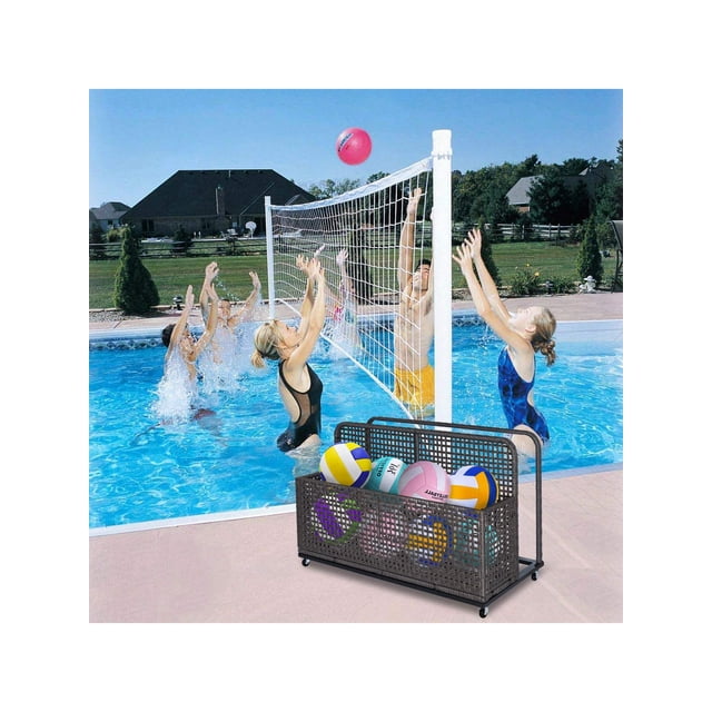 Eastvita Panier de Rangement Extérieur - Panier de Piscine en Rotin PE avec Roues Roulantes Idéal pour Patio, Bord de Piscine, Plage - Robuste et Mobile