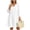 White, variant on Guieoi Trendy Long-Sleeve V-Neck Cotton-Linen Dress with Wide Hem Blue XXL