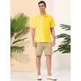 thumbnail image 4 of INSPIRE CHIC Camisa hawaiana de manga corta con botones y lunares a rayas de verano para hombre Amarillo blanco XXL, 4 of 6
