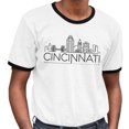 thumbnail image 2 of Skyline Cincinnati Ohio Ringer Tee Shirt Unisex Medium White/Black, 2 of 5