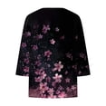 thumbnail image 3 of CYMMPU Blouses for Women Dressy Casual V Neck 3/4 Sleeve Loose Fit Tunic Tops Spring Tops Summer Trendy Shirts Flower Pattern Plus Size T-Shirt Multicolor L, 3 of 4