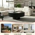 thumbnail image 5 of Miniyam Round Wood Coffee Table with Fluted Design, Walnut Finish Modern Center Table for Living Room, Apartment or Office, 5 of 8