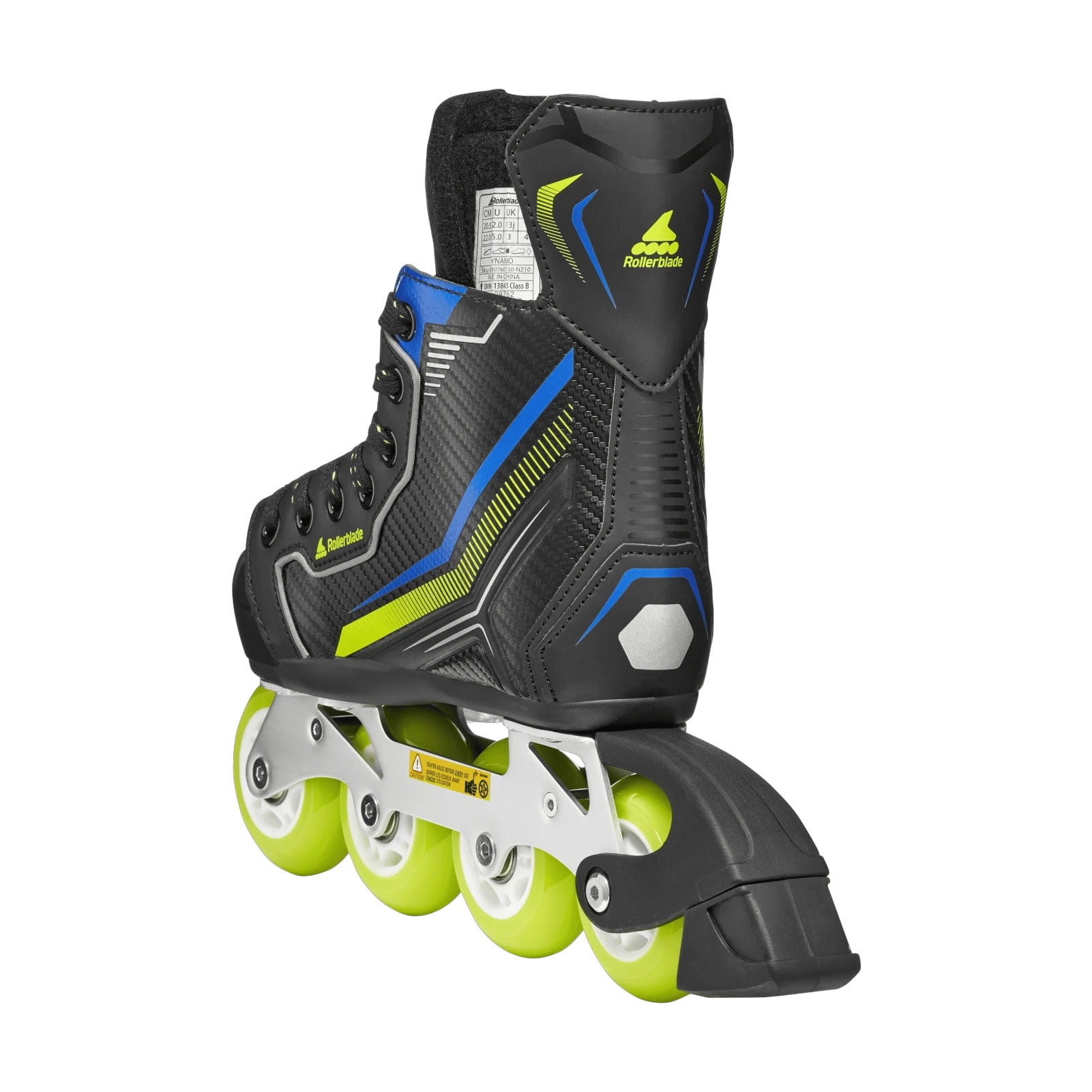 ROLLERBLADE Kids' Dynamo Inline Skates, Color: Black/Lime/Blue, Size: 1-4 (86B0760150NZ10-1-4)