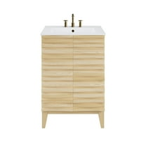Cascade 24 in. Natural Oak Bathroom Vanity With White, 3-Hole Ceramic Sink Top
