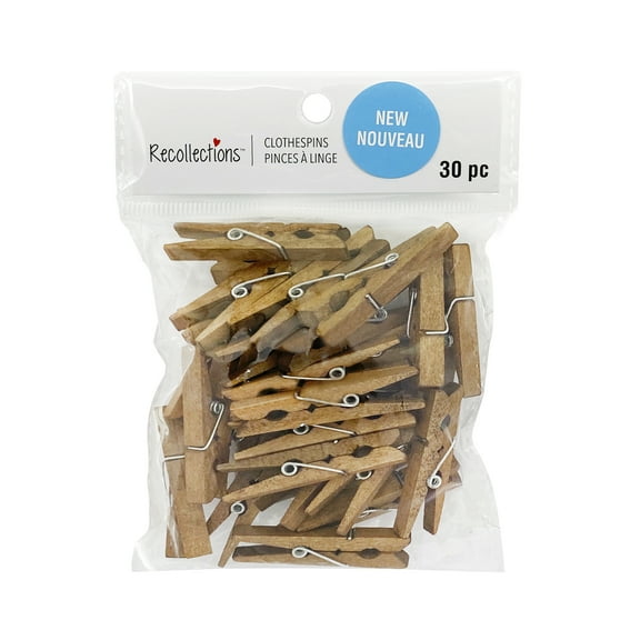 12 Packs: 30 ct. (360 total) Medium Walnut Clothespins by Recollections