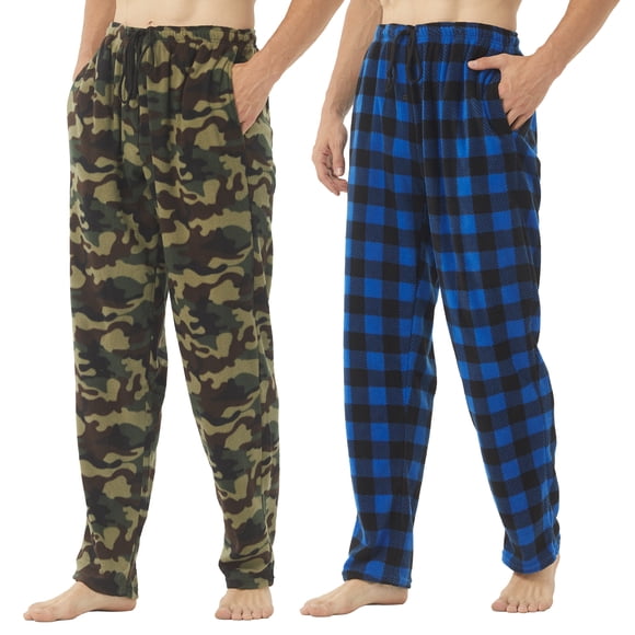 LANBAOSI Lot de 2 Pantalons de Pyjama à Carreaux pour Homme Bas de Détente en Molleton pour Homme Pjs Taille g