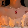 thumbnail image 2 of Collar con colgante de flor de Rosa seca dulce para mujer, cadena de perlas de agua dulce, joyería de encanto, regalo de novia, nueva moda 2022, 2 of 4